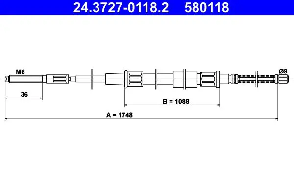 Handler.Part Cable, parking brake ATE 24372701182 1