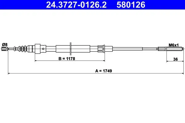 Handler.Part Cable, parking brake ATE 24372701262 1