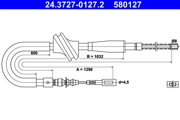 Handler.Part Cable, parking brake ATE 24372701272 1