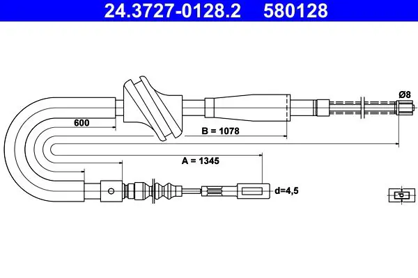 Handler.Part Cable, parking brake ATE 24372701282 1