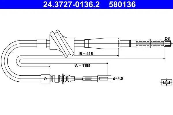 Handler.Part Cable, parking brake ATE 24372701362 1