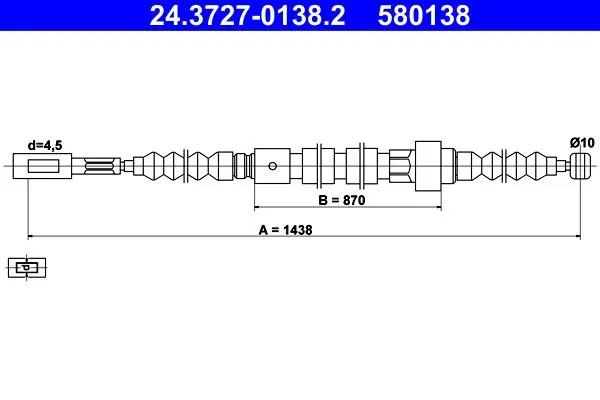 Handler.Part Cable, parking brake ATE 24372701382 1