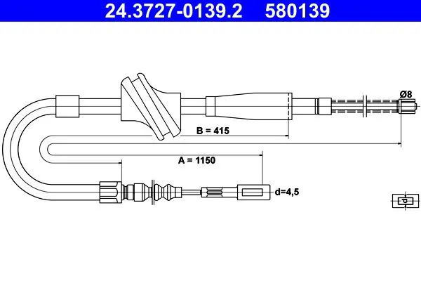 Handler.Part Cable, parking brake ATE 24372701392 1