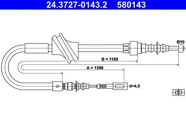 Handler.Part Cable, parking brake ATE 24372701432 1