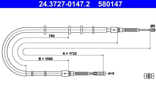 Handler.Part Cable, parking brake ATE 24372701472 1