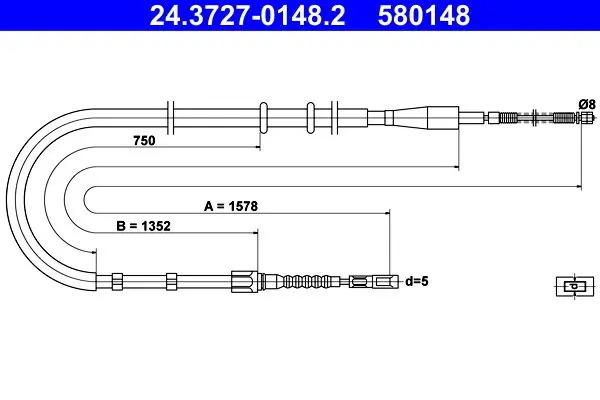 Handler.Part Cable, parking brake ATE 24372701482 1