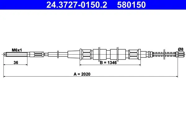 Handler.Part Cable, parking brake ATE 24372701502 1