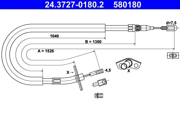 Handler.Part Cable, parking brake ATE 24372701802 1