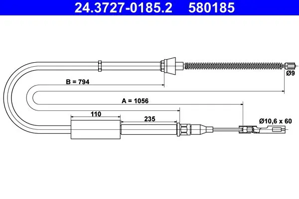 Handler.Part Cable, parking brake ATE 24372701852 1