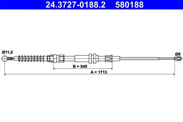 Handler.Part Cable, parking brake ATE 24372701882 1