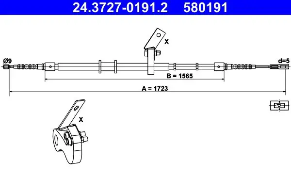 Handler.Part Cable, parking brake ATE 24372701912 1