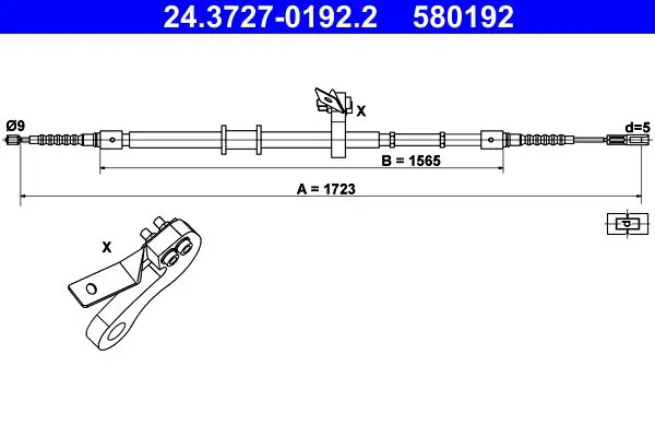 Handler.Part Cable, parking brake ATE 24372701922 1