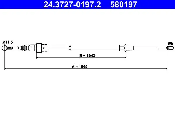 Handler.Part Cable, parking brake ATE 24372701972 1