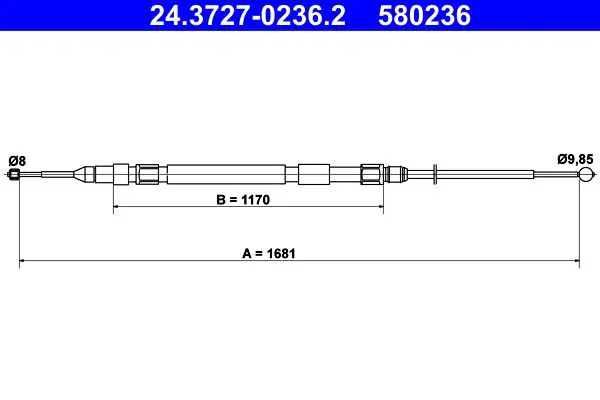 Handler.Part Cable, parking brake ATE 24372702362 1