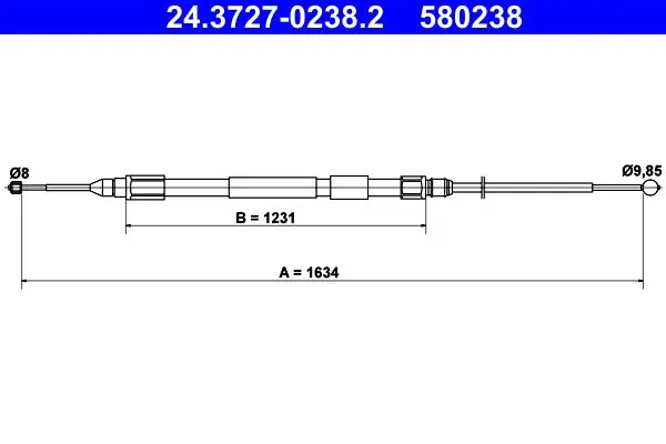 Handler.Part Cable, parking brake ATE 24372702382 1