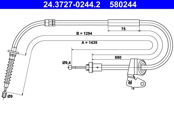 Handler.Part Cable, parking brake ATE 24372702442 1