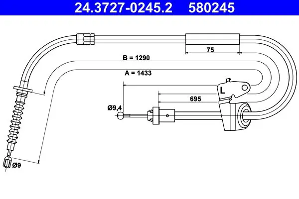 Handler.Part Cable, parking brake ATE 24372702452 1