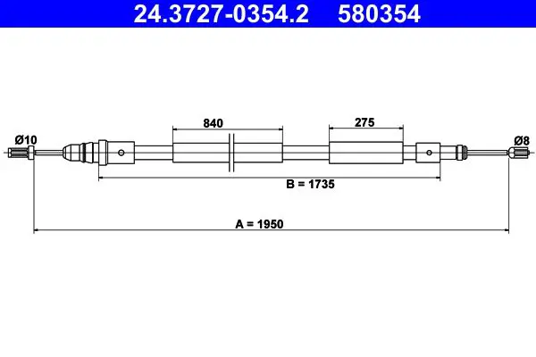 Handler.Part Cable, parking brake ATE 24372703542 1