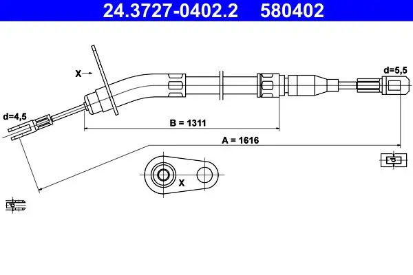 Handler.Part Cable, parking brake ATE 24372704022 1