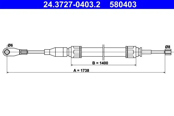 Handler.Part Cable, parking brake ATE 24372704032 1