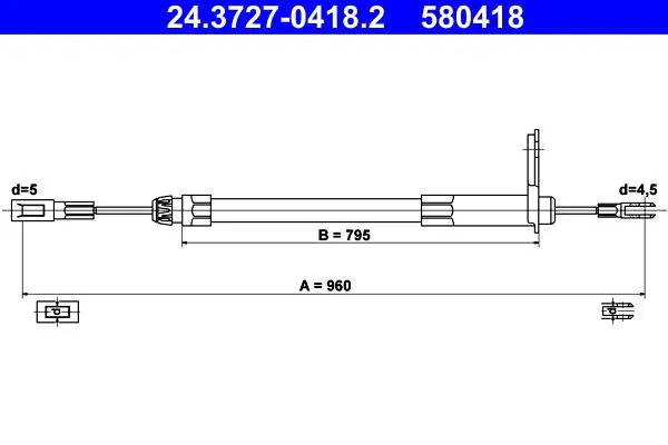 Handler.Part Cable, parking brake ATE 24372704182 1