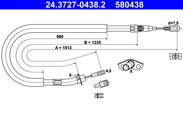 Handler.Part Cable, parking brake ATE 24372704382 1