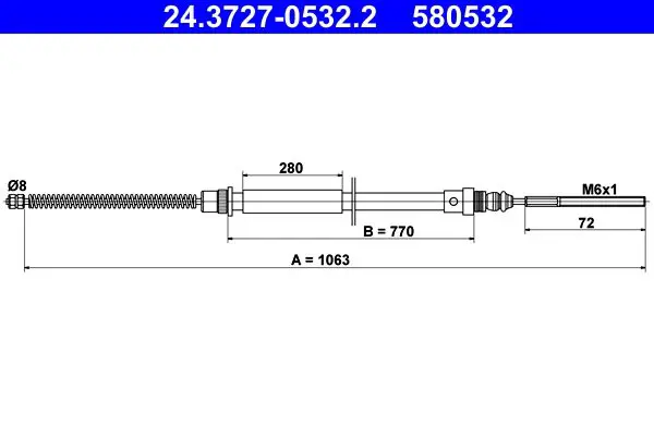 Handler.Part Cable, parking brake ATE 24372705322 1