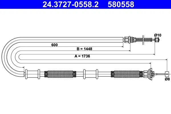 Handler.Part Cable, parking brake ATE 24372705582 1