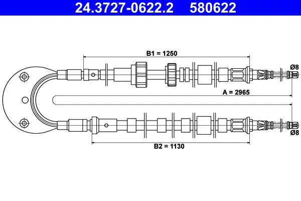 Handler.Part Cable, parking brake ATE 24372706222 1