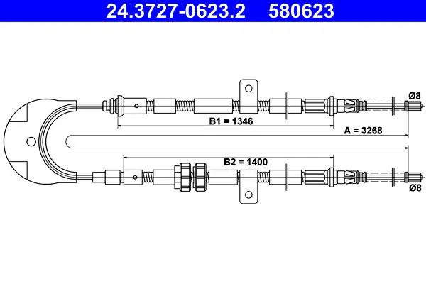 Handler.Part Cable, parking brake ATE 24372706232 1