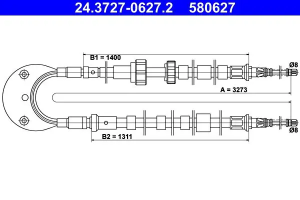 Handler.Part Cable, parking brake ATE 24372706272 1