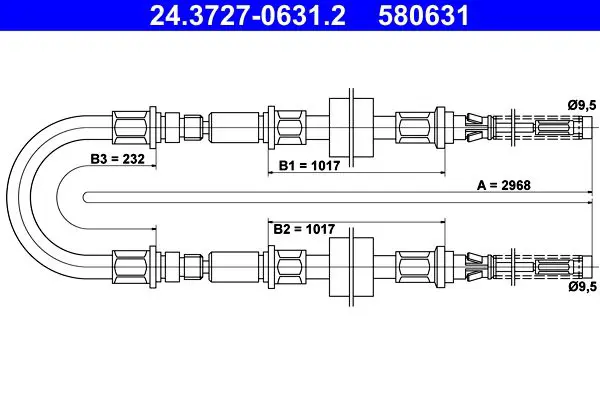 Handler.Part Cable, parking brake ATE 24372706312 1