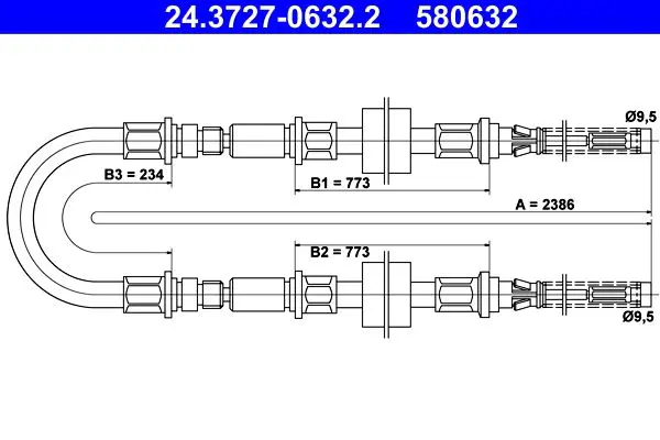 Handler.Part Cable, parking brake ATE 24372706322 1