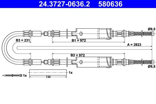 Handler.Part Cable, parking brake ATE 24372706362 1