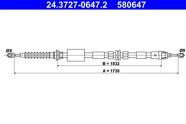 Handler.Part Cable, parking brake ATE 24372706472 1