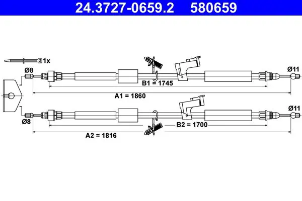 Handler.Part Cable, parking brake ATE 24372706592 1