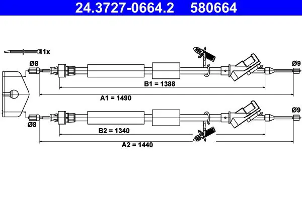 Handler.Part Cable, parking brake ATE 24372706642 1