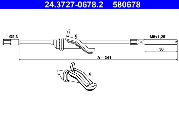 Handler.Part Cable, parking brake ATE 24372706782 1