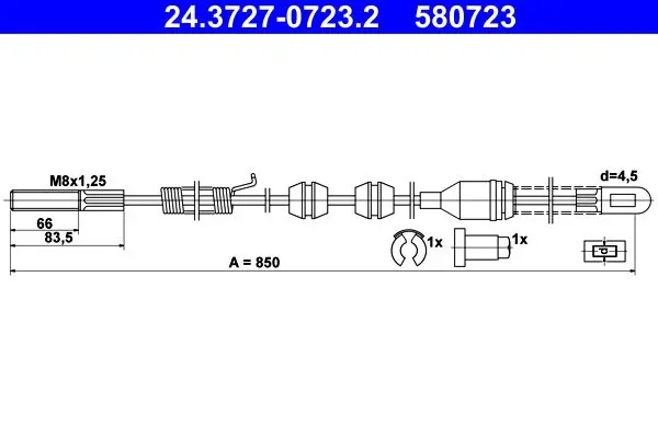 Handler.Part Cable, parking brake ATE 24372707232 1