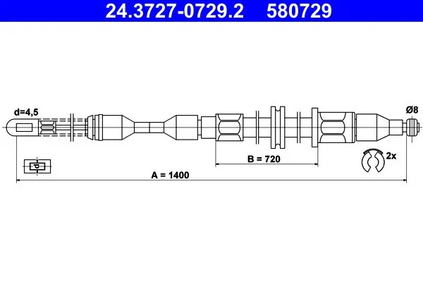 Handler.Part Cable, parking brake ATE 24372707292 1