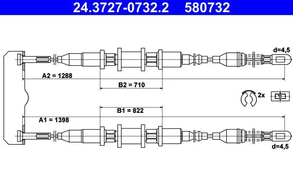 Handler.Part Cable, parking brake ATE 24372707322 1