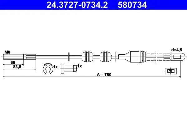 Handler.Part Cable, parking brake ATE 24372707342 1