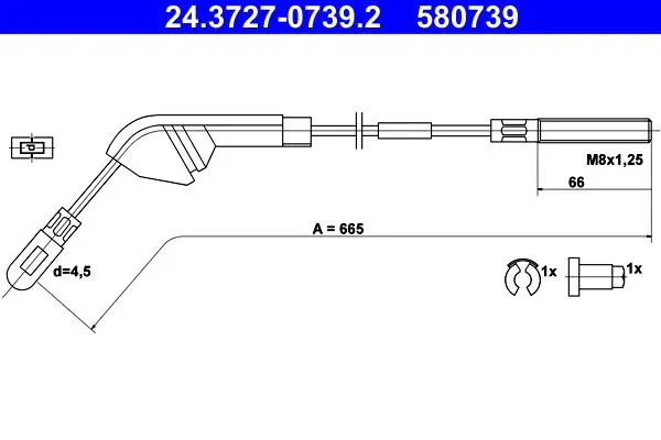 Handler.Part Cable, parking brake ATE 24372707392 1