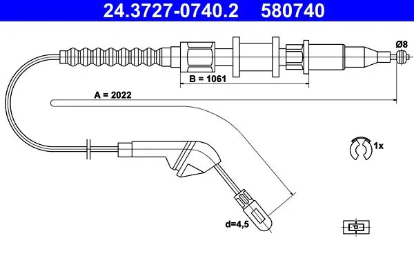 Handler.Part Cable, parking brake ATE 24372707402 1