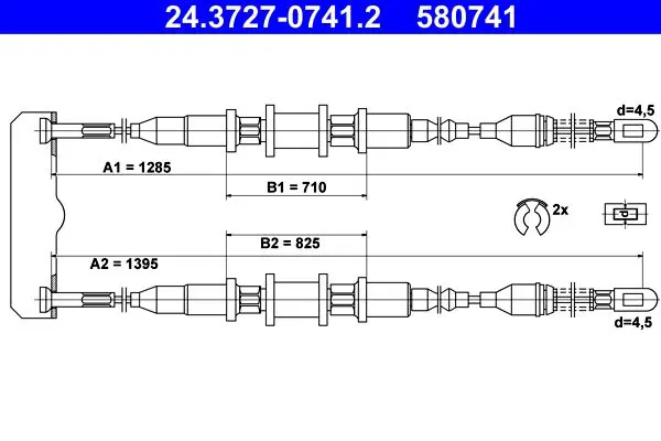 Handler.Part Cable, parking brake ATE 24372707412 1