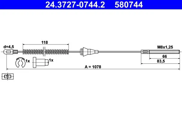 Handler.Part Cable, parking brake ATE 24372707442 1