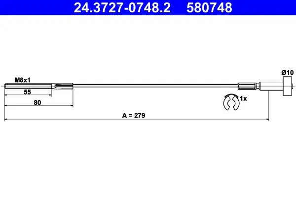 Handler.Part Cable, parking brake ATE 24372707482 1