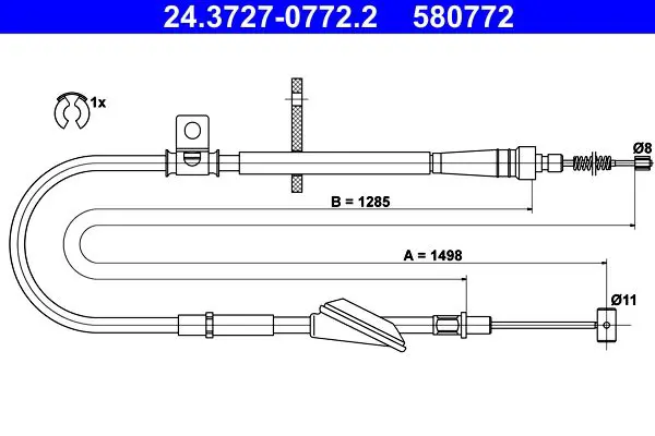 Handler.Part Cable, parking brake ATE 24372707722 1