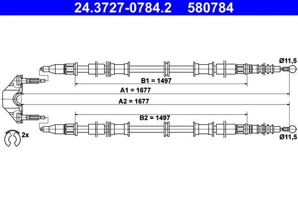 Handler.Part Cable, parking brake ATE 24372707842 1