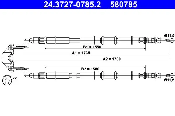 Handler.Part Cable, parking brake ATE 24372707852 1